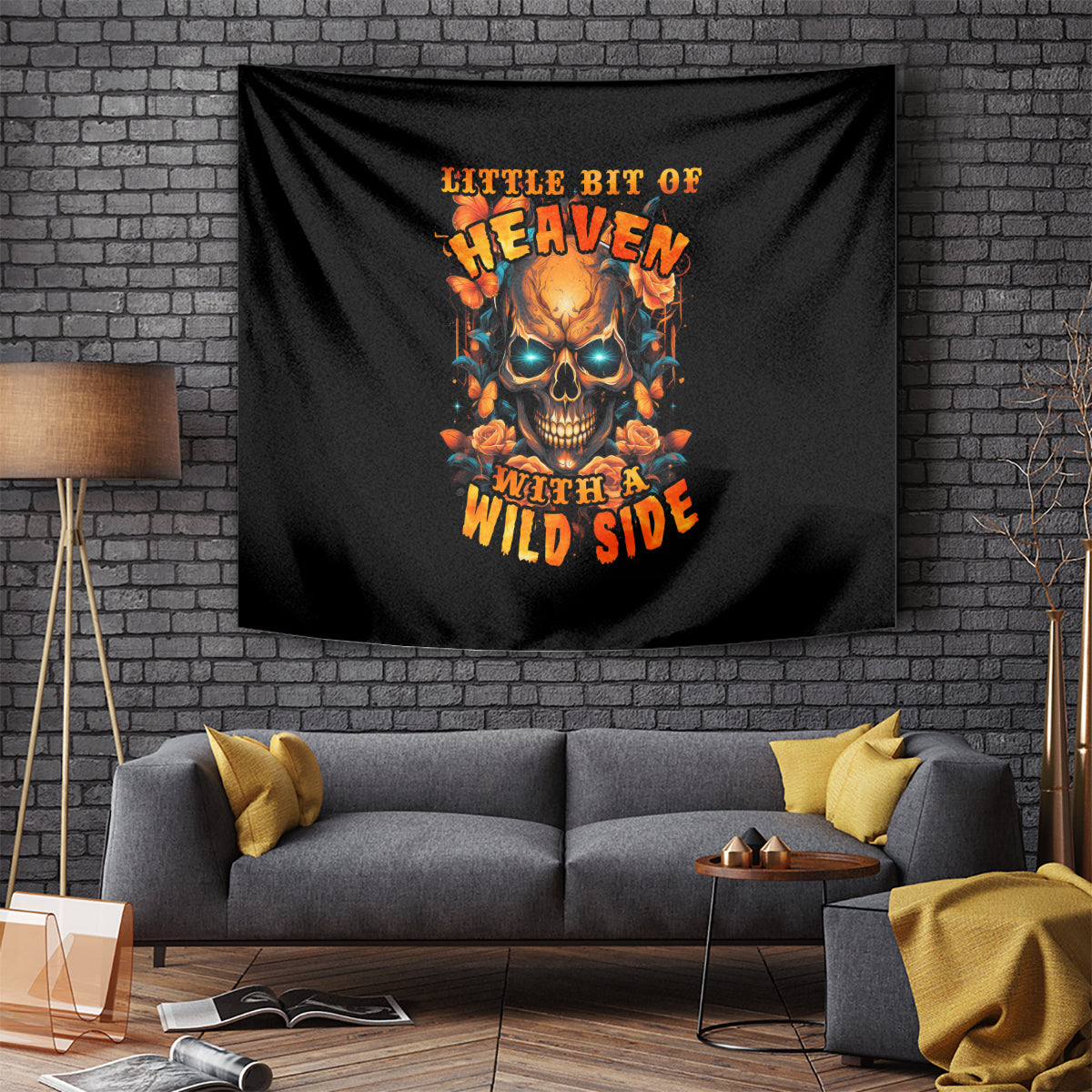 Flower Skull Tapestry Litte Bit Of Heaven With A Wild Side - Wonder Print Shop