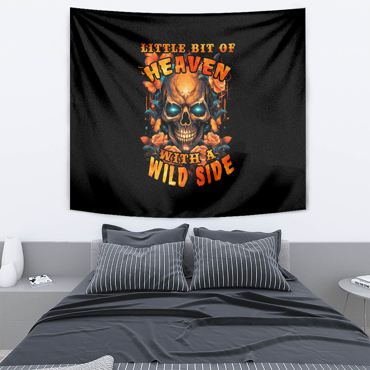 Flower Skull Tapestry Litte Bit Of Heaven With A Wild Side - Wonder Print Shop