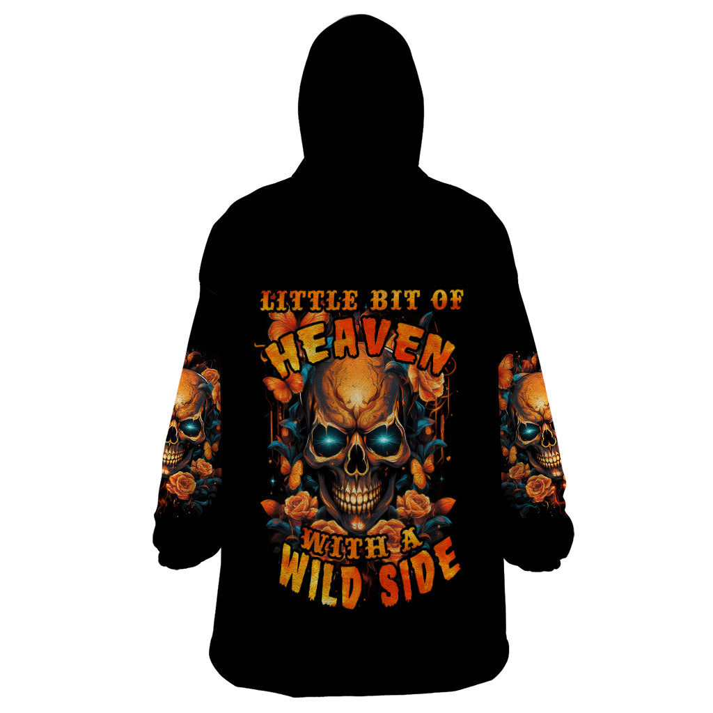 Flower Skull Wearable Blanket Hoodie Litte Bit Of Heaven With A Wild Side - Wonder Print Shop