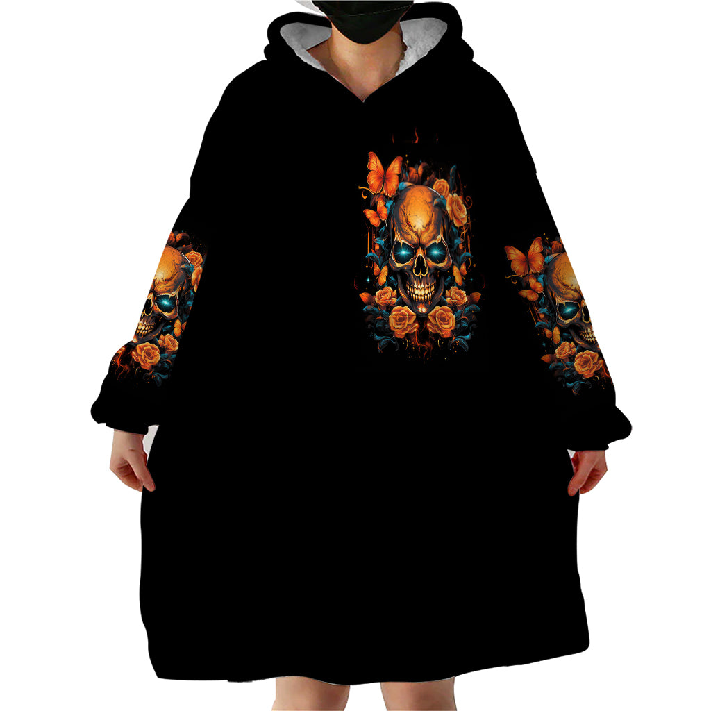 Flower Skull Wearable Blanket Hoodie Litte Bit Of Heaven With A Wild Side - Wonder Print Shop