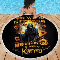Fairy Death Skull Beach Blanket Mess With Me I'll Let Karma Do It's Job - Wonder Print Shop