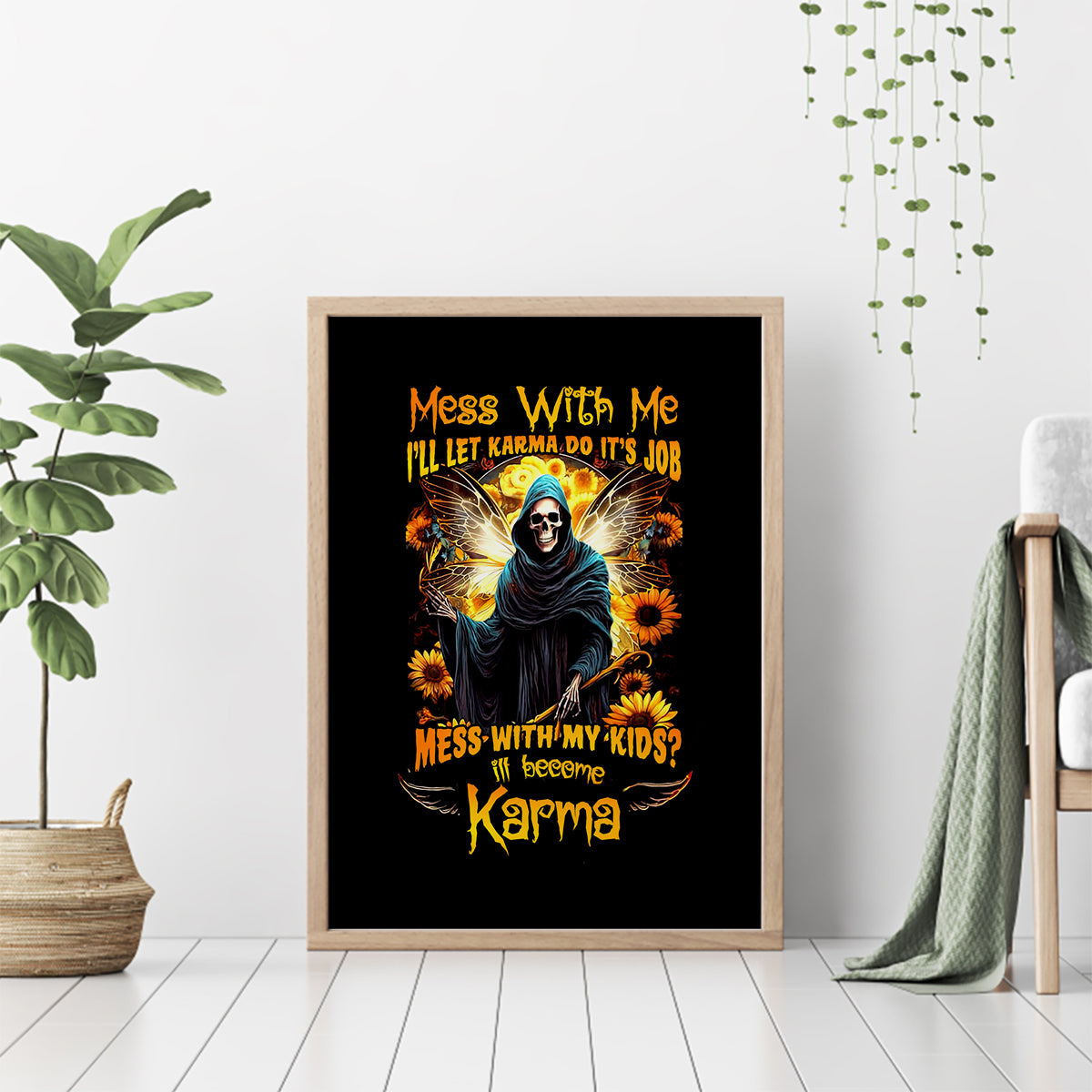 Fairy Death Skull Canvas Wall Art Mess With Me I'll Let Karma Do It's Job - Wonder Print Shop