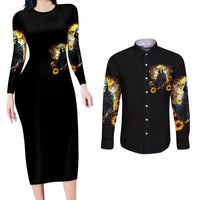 Fairy Death Skull Couples Matching Long Sleeve Bodycon Dress and Long Sleeve Button Shirts Mess With Me I'll Let Karma Do It's Job - Wonder Print Shop