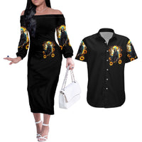 Fairy Death Skull Couples Matching Off The Shoulder Long Sleeve Dress and Hawaiian Shirt Mess With Me I'll Let Karma Do It's Job - Wonder Print Shop