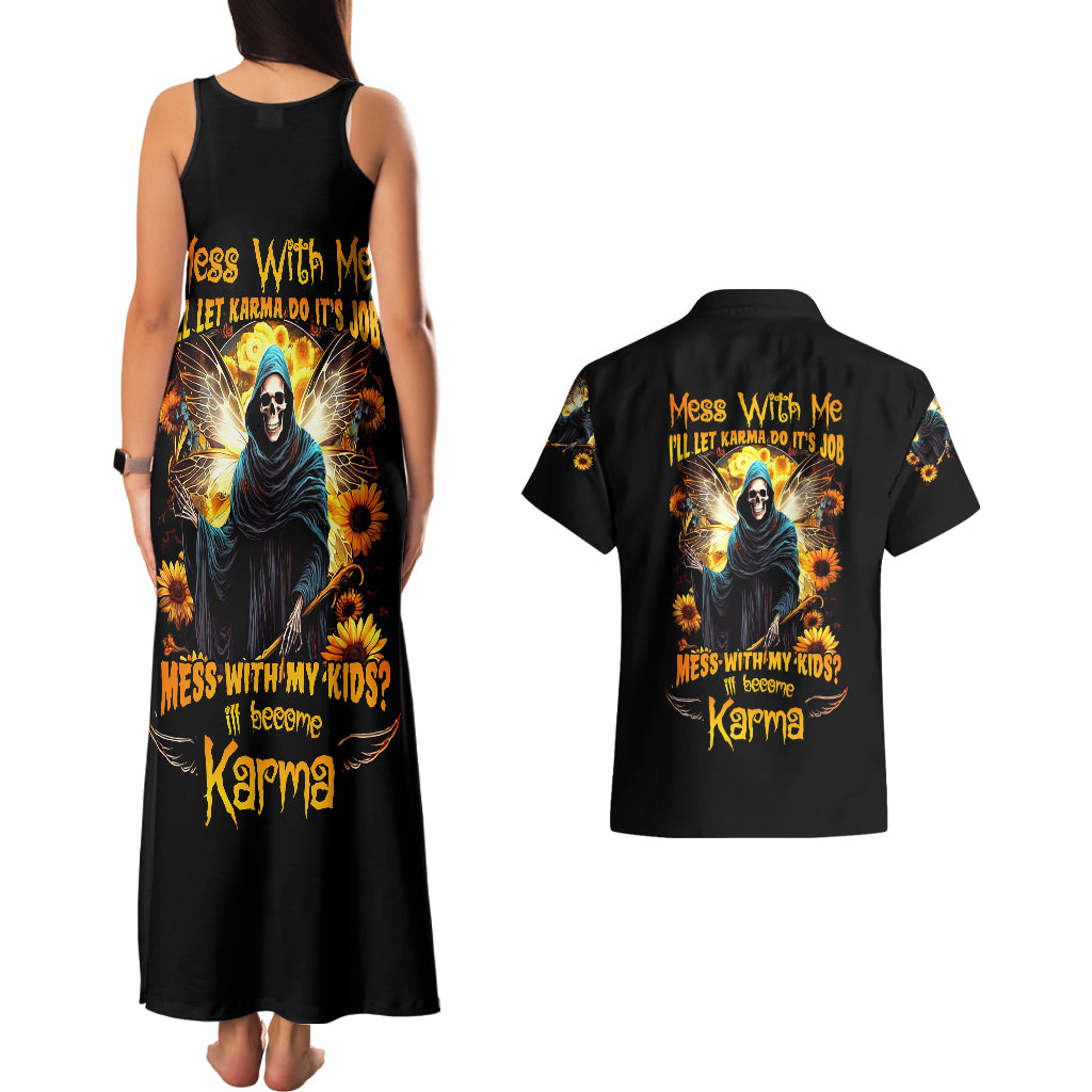 Fairy Death Skull Couples Matching Tank Maxi Dress and Hawaiian Shirt Mess With Me I'll Let Karma Do It's Job - Wonder Print Shop