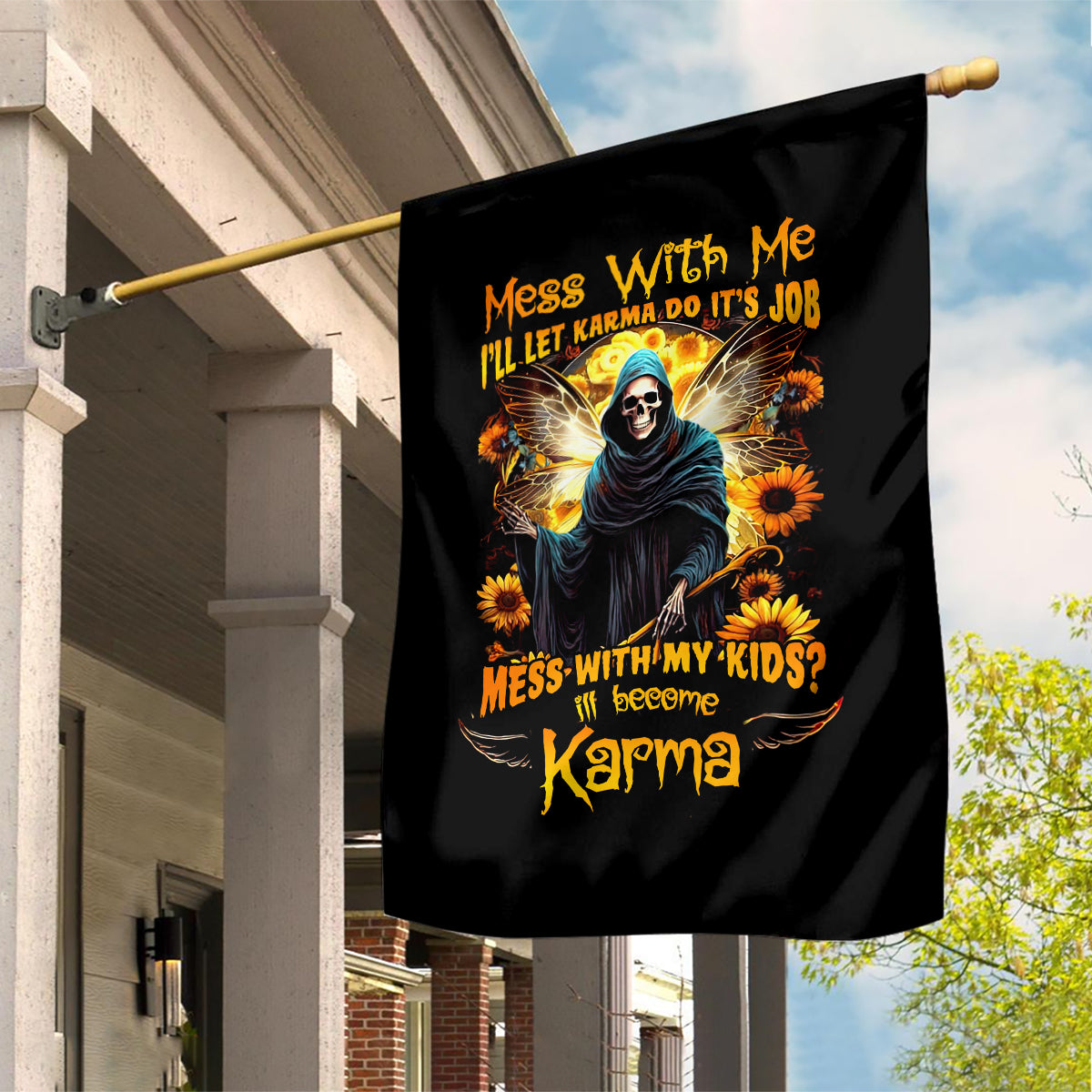 Fairy Death Skull Garden Flag Mess With Me I'll Let Karma Do It's Job - Wonder Print Shop