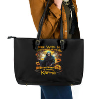 Fairy Death Skull Leather Tote Bag Mess With Me I'll Let Karma Do It's Job - Wonder Print Shop