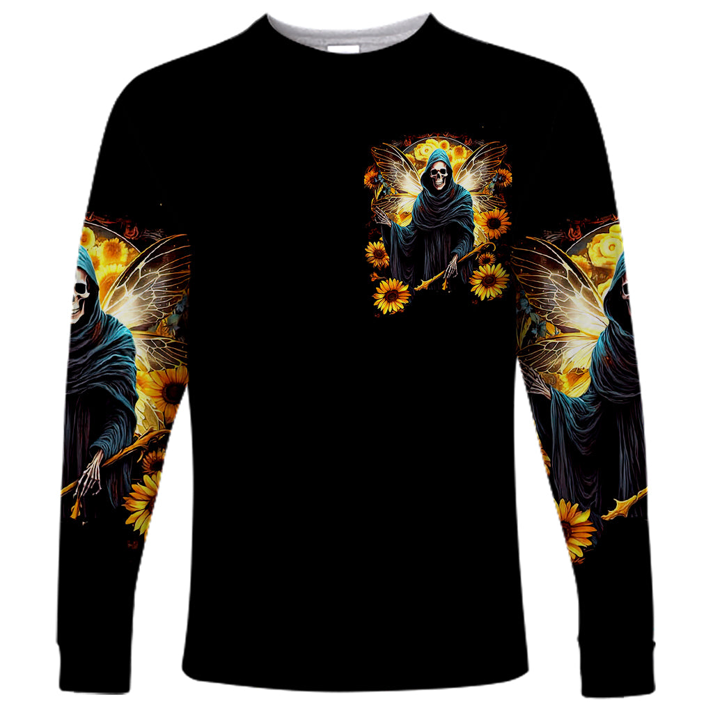 Fairy Death Skull Long Sleeve Shirt Mess With Me I'll Let Karma Do It's Job - Wonder Print Shop