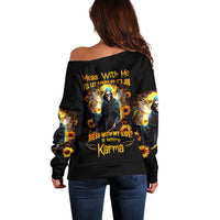 Fairy Death Skull Off Shoulder Sweater Mess With Me I'll Let Karma Do It's Job - Wonder Print Shop