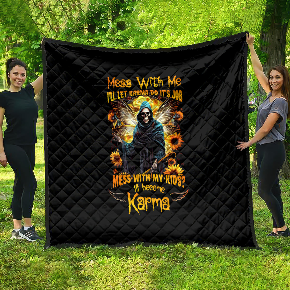 Fairy Death Skull Quilt Mess With Me I'll Let Karma Do It's Job - Wonder Print Shop