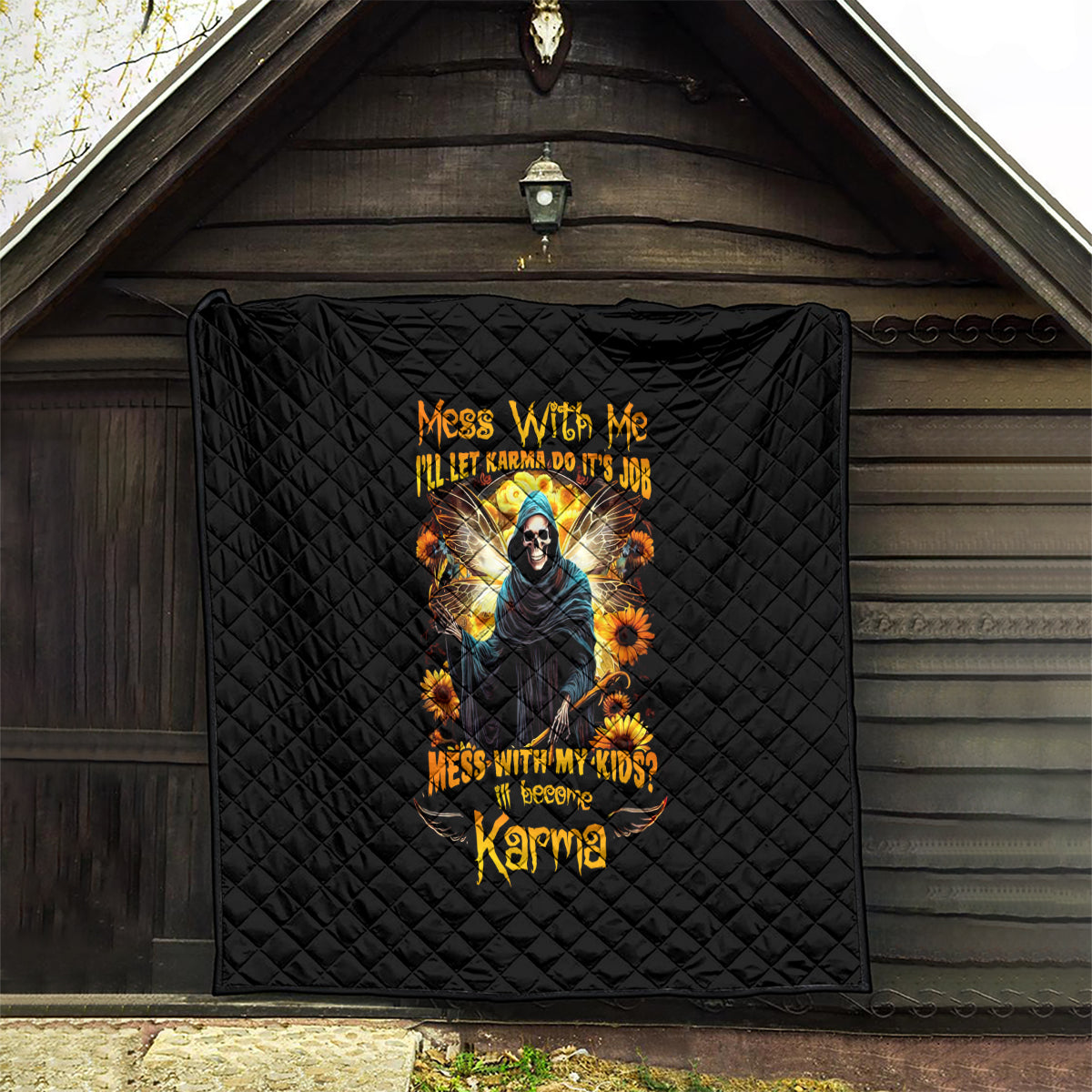Fairy Death Skull Quilt Mess With Me I'll Let Karma Do It's Job - Wonder Print Shop