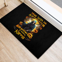 Fairy Death Skull Rubber Doormat Mess With Me I'll Let Karma Do It's Job - Wonder Print Shop
