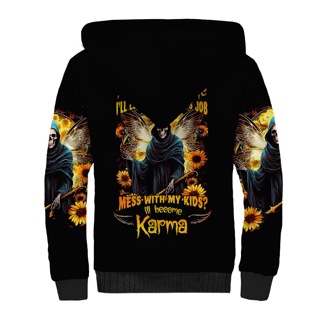 Fairy Death Skull Sherpa Hoodie Mess With Me I'll Let Karma Do It's Job - Wonder Print Shop
