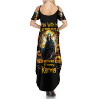 Fairy Death Skull Summer Maxi Dress Mess With Me I'll Let Karma Do It's Job - Wonder Print Shop