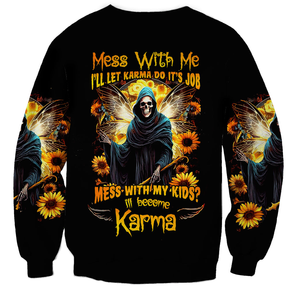 Fairy Death Skull Sweatshirt Mess With Me I'll Let Karma Do It's Job - Wonder Print Shop