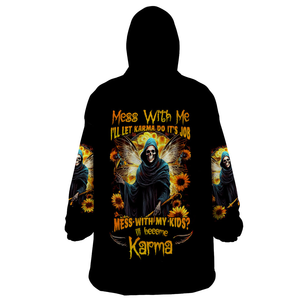 Fairy Death Skull Wearable Blanket Hoodie Mess With Me I'll Let Karma Do It's Job - Wonder Print Shop