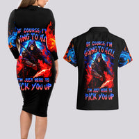 Death Skull Couples Matching Long Sleeve Bodycon Dress and Hawaiian Shirt Of Course I'm Going To Hell - Wonder Print Shop