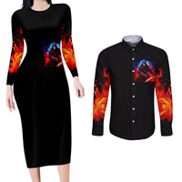 Death Skull Couples Matching Long Sleeve Bodycon Dress and Long Sleeve Button Shirts Of Course I'm Going To Hell - Wonder Print Shop