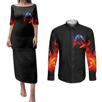 Death Skull Couples Matching Puletasi Dress and Long Sleeve Button Shirts Of Course I'm Going To Hell - Wonder Print Shop