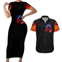 Death Skull Couples Matching Short Sleeve Bodycon Dress and Hawaiian Shirt Of Course I'm Going To Hell - Wonder Print Shop