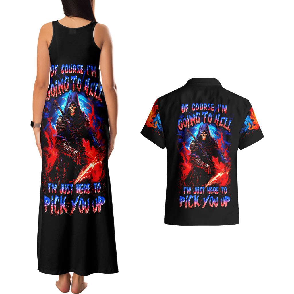 Death Skull Couples Matching Tank Maxi Dress and Hawaiian Shirt Of Course I'm Going To Hell - Wonder Print Shop