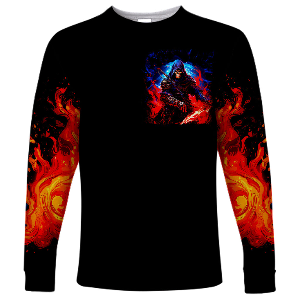 Death Skull Long Sleeve Shirt Of Course I'm Going To Hell - Wonder Print Shop