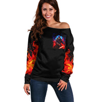 Death Skull Off Shoulder Sweater Of Course I'm Going To Hell - Wonder Print Shop