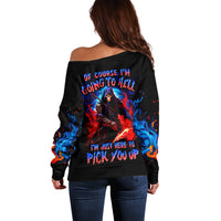 Death Skull Off Shoulder Sweater Of Course I'm Going To Hell - Wonder Print Shop