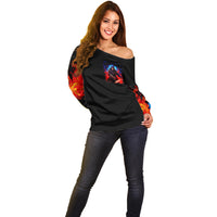 Death Skull Off Shoulder Sweater Of Course I'm Going To Hell - Wonder Print Shop