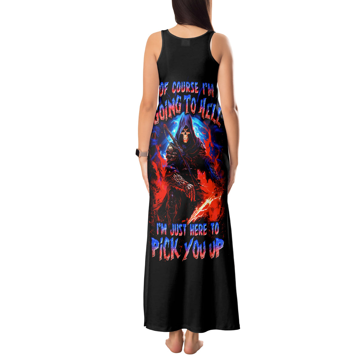 Death Skull Tank Maxi Dress Of Course I'm Going To Hell - Wonder Print Shop