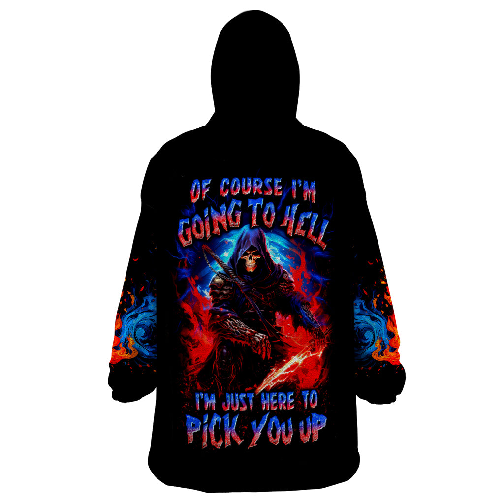 Death Skull Wearable Blanket Hoodie Of Course I'm Going To Hell - Wonder Print Shop