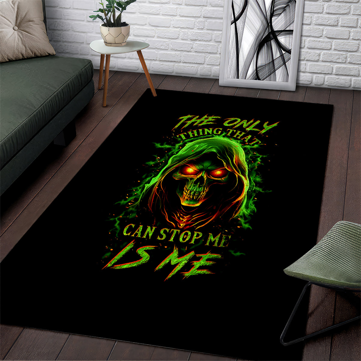Fire Death Skull Area Rug The Only Thing That Can Stop Is Me - Wonder Print Shop