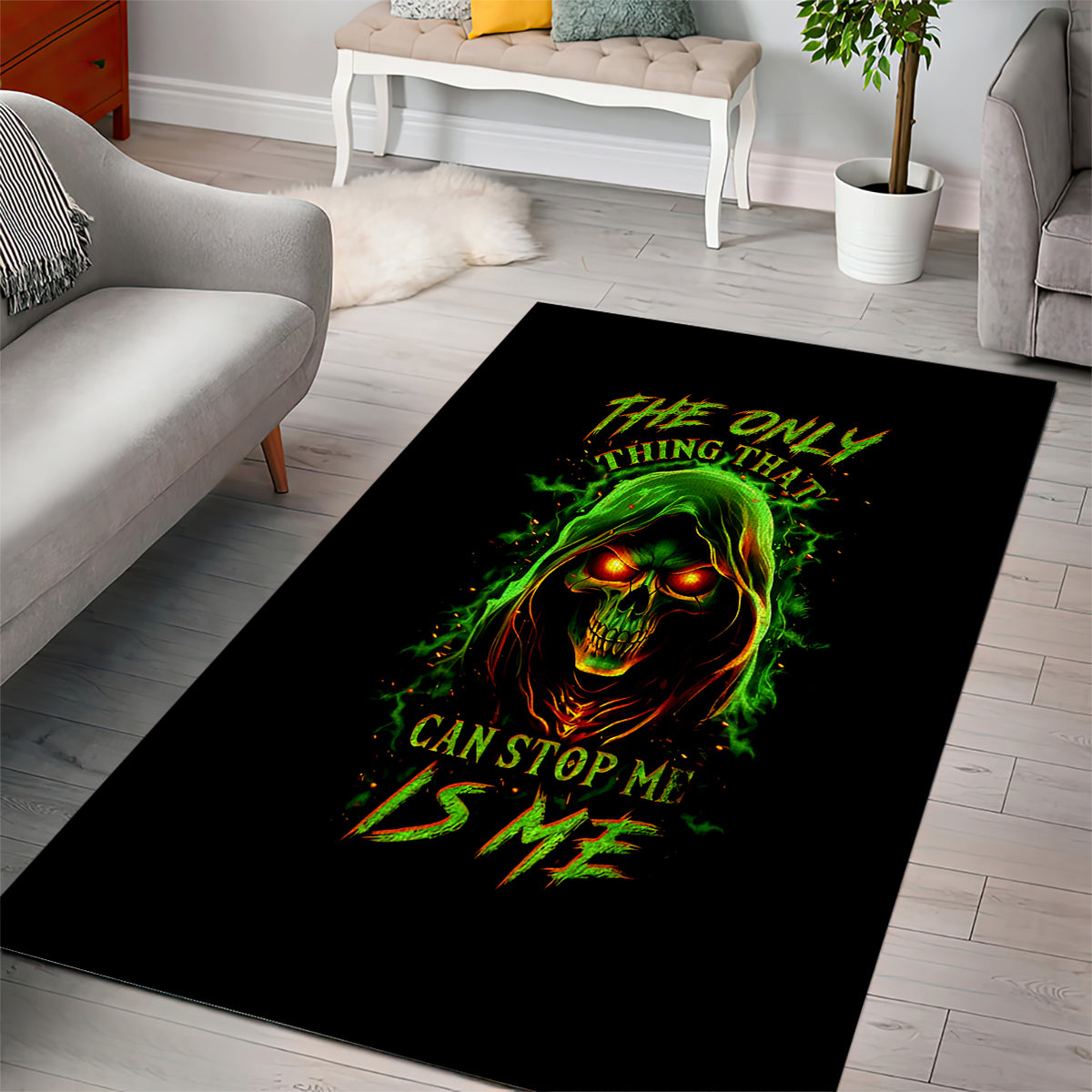 Fire Death Skull Area Rug The Only Thing That Can Stop Is Me - Wonder Print Shop
