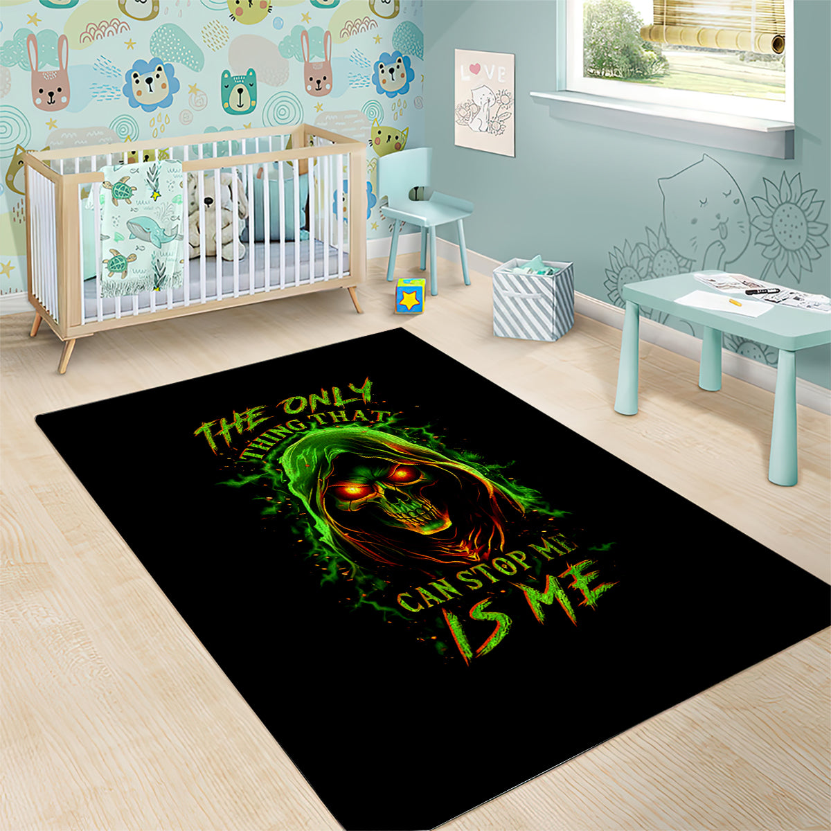 Fire Death Skull Area Rug The Only Thing That Can Stop Is Me - Wonder Print Shop