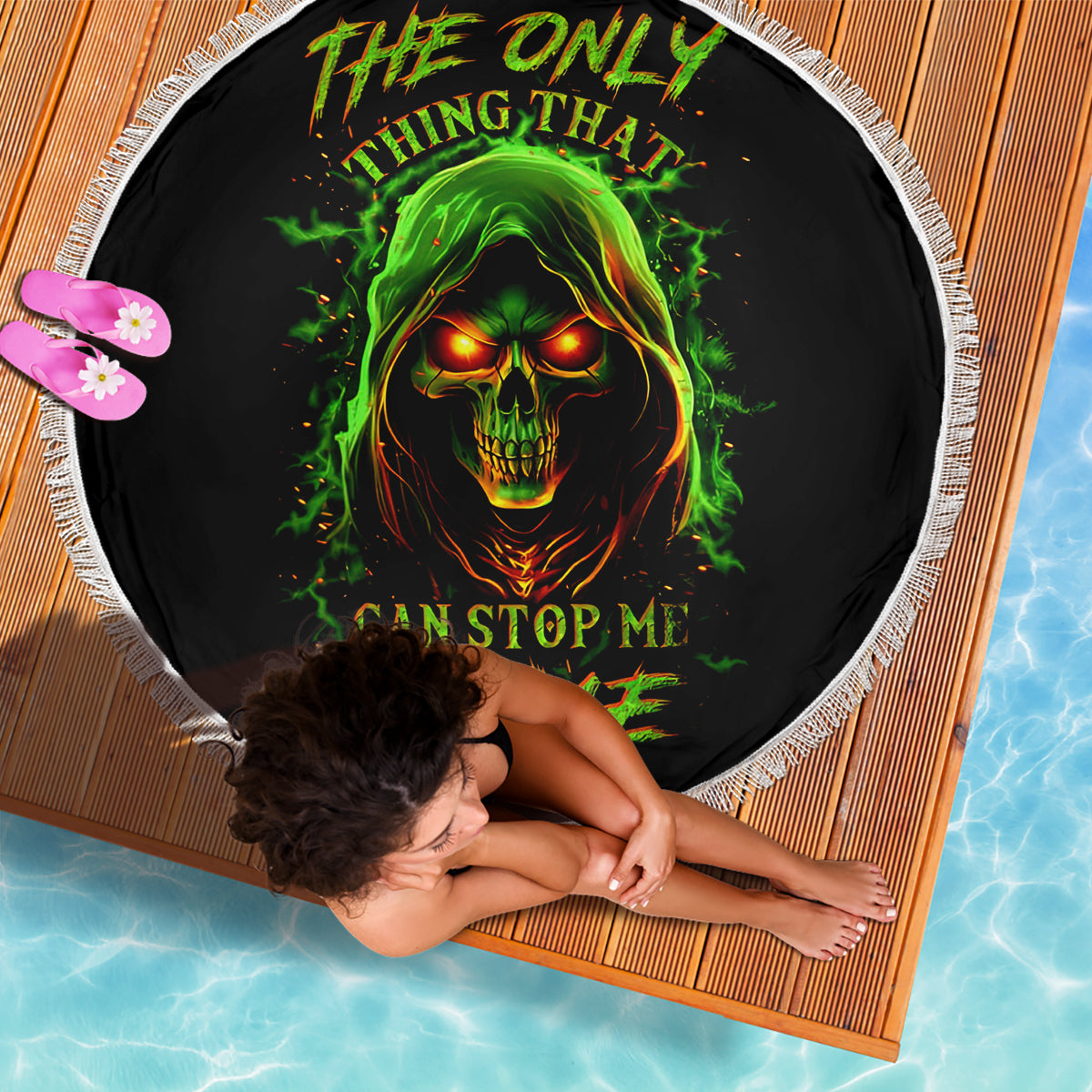 Fire Death Skull Beach Blanket The Only Thing That Can Stop Is Me - Wonder Print Shop