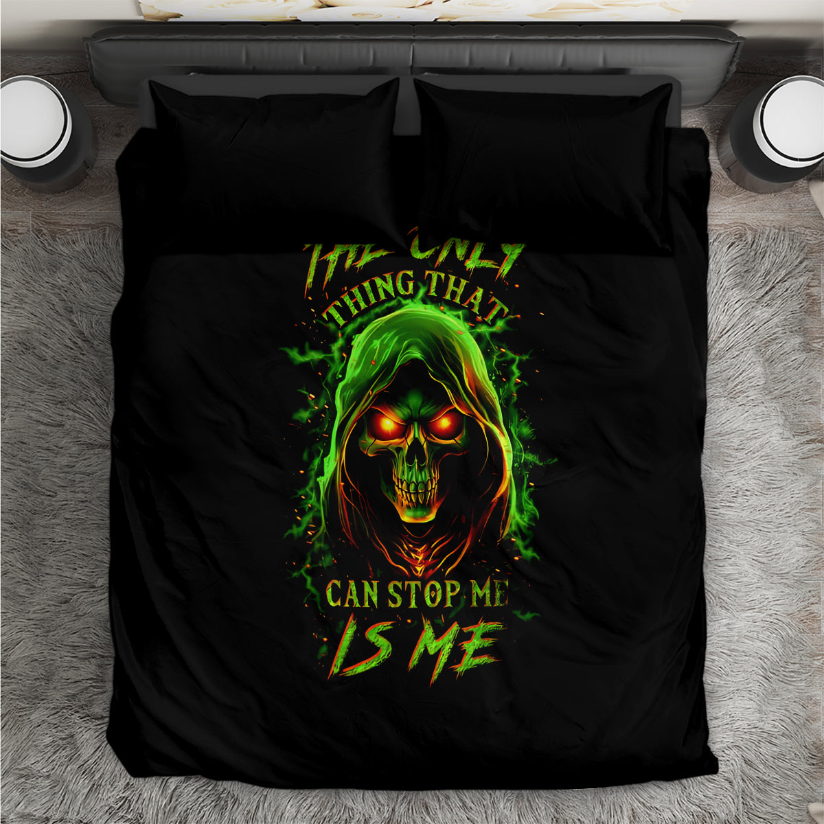 Fire Death Skull Bedding Set The Only Thing That Can Stop Is Me - Wonder Print Shop