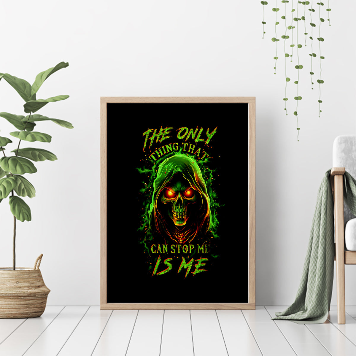 Fire Death Skull Canvas Wall Art The Only Thing That Can Stop Is Me - Wonder Print Shop