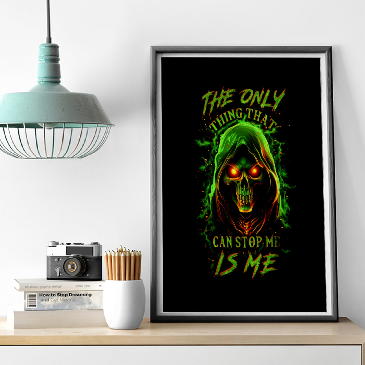 Fire Death Skull Canvas Wall Art The Only Thing That Can Stop Is Me - Wonder Print Shop