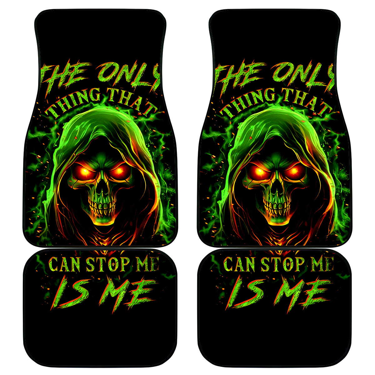 Fire Death Skull Car Mats The Only Thing That Can Stop Is Me - Wonder Print Shop