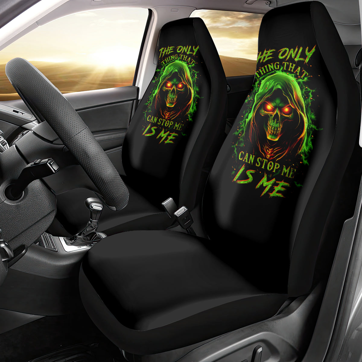 Fire Death Skull Car Seat Cover The Only Thing That Can Stop Is Me - Wonder Print Shop