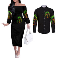 fire-death-skull-couples-matching-off-the-shoulder-long-sleeve-dress-and-long-sleeve-button-shirts-the-only-thing-that-can-stop-is-me