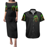 Fire Death Skull Couples Matching Puletasi Dress and Hawaiian Shirt The Only Thing That Can Stop Is Me - Wonder Print Shop