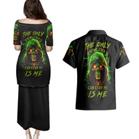 Fire Death Skull Couples Matching Puletasi Dress and Hawaiian Shirt The Only Thing That Can Stop Is Me - Wonder Print Shop