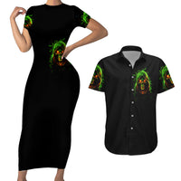 Fire Death Skull Couples Matching Short Sleeve Bodycon Dress and Hawaiian Shirt The Only Thing That Can Stop Is Me - Wonder Print Shop