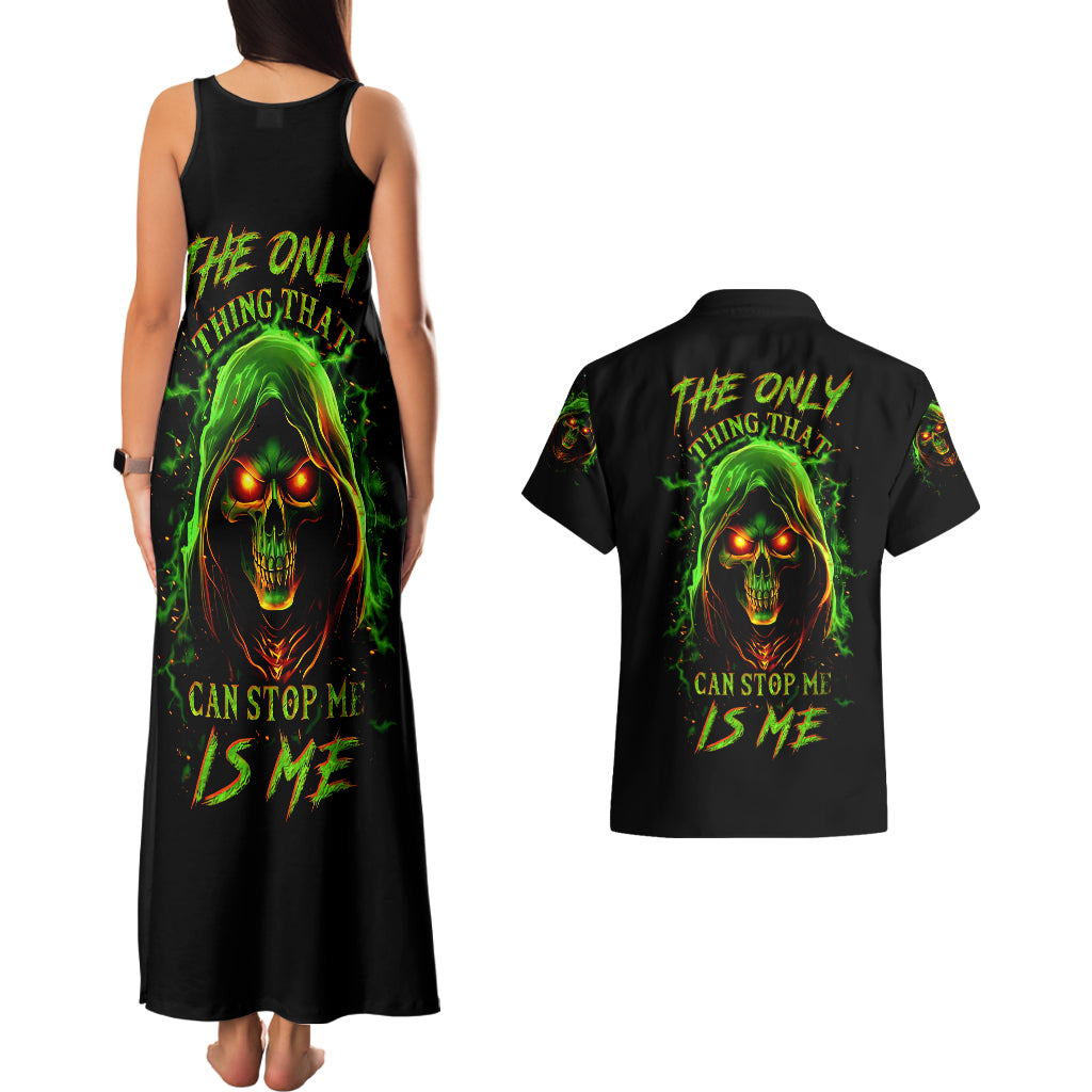 Fire Death Skull Couples Matching Tank Maxi Dress and Hawaiian Shirt The Only Thing That Can Stop Is Me - Wonder Print Shop