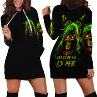 Fire Death Skull Hoodie Dress The Only Thing That Can Stop Is Me - Wonder Print Shop