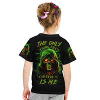 Fire Death Skull Kid T Shirt The Only Thing That Can Stop Is Me - Wonder Print Shop