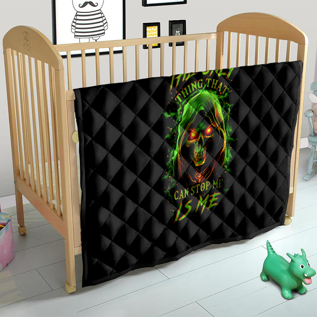 Fire Death Skull Quilt The Only Thing That Can Stop Is Me - Wonder Print Shop