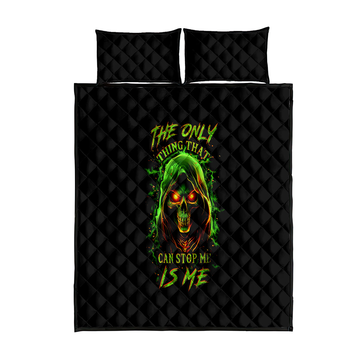 Fire Death Skull Quilt Bed Set The Only Thing That Can Stop Is Me - Wonder Print Shop