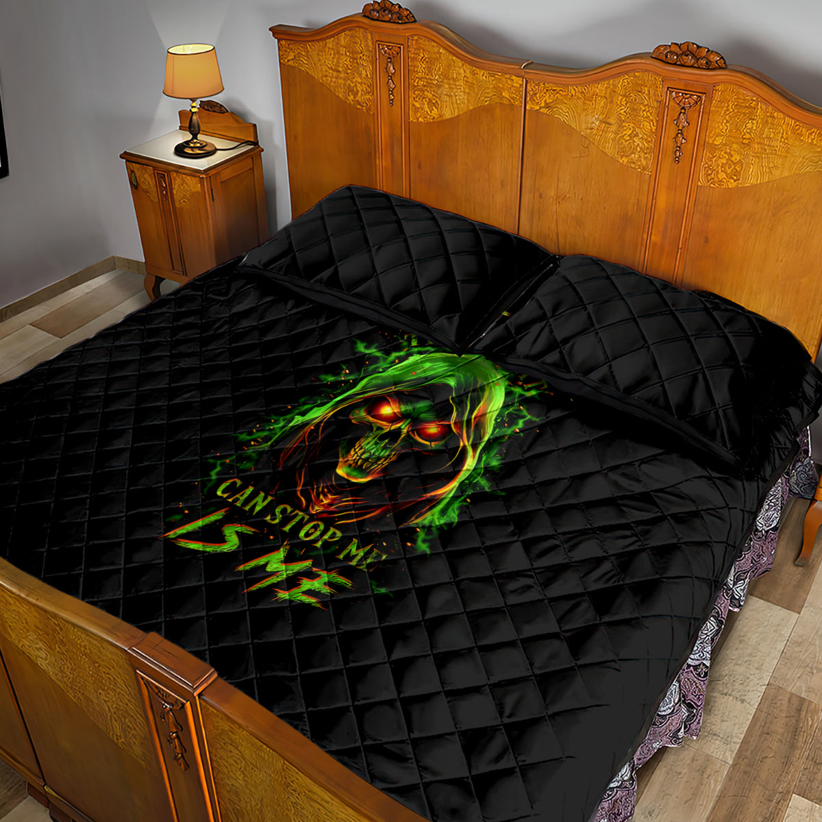 Fire Death Skull Quilt Bed Set The Only Thing That Can Stop Is Me - Wonder Print Shop